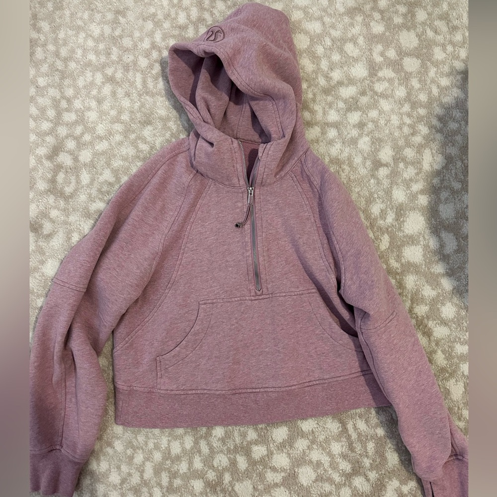 Lululemon Heathered Pink Taupe Scuba Oversized Half-Zip Hoodie - Picture 2 of 5